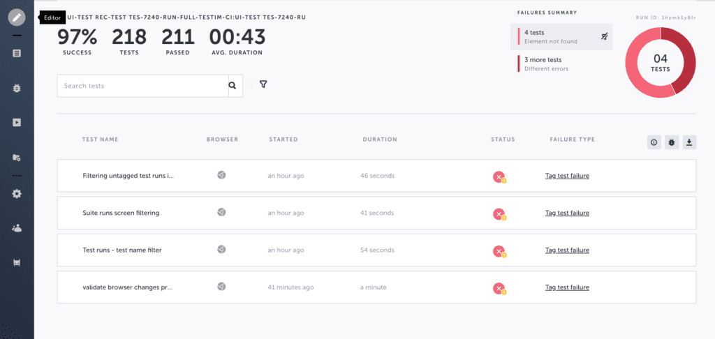 Aggregated failures report