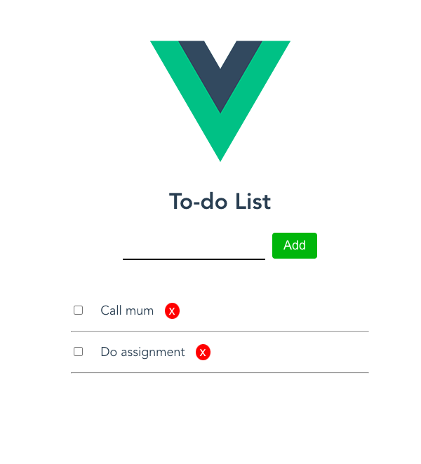 Preview of to-do application