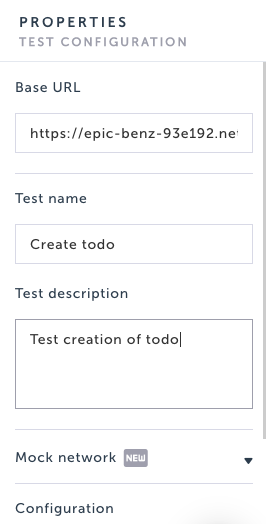 Test configuration settings