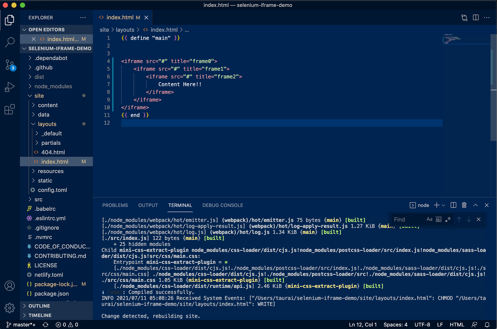 Demo of nested iFrames