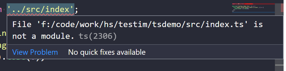 An error message in Visual Studio Code